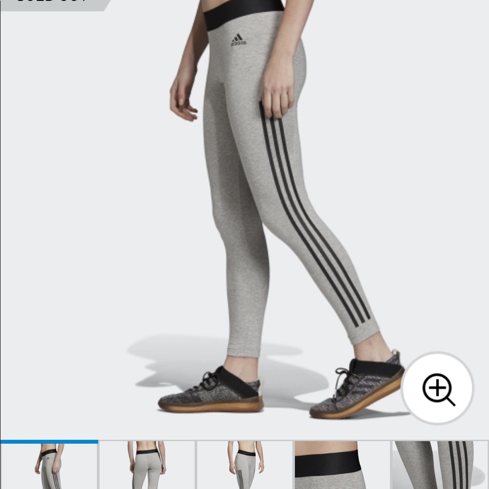 Adidas tights leggings  XS 3 stripe gray black
